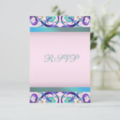 Blauwgroen Blauwe Paarse Roze RSVP Sjabloon (Staand voorkant)