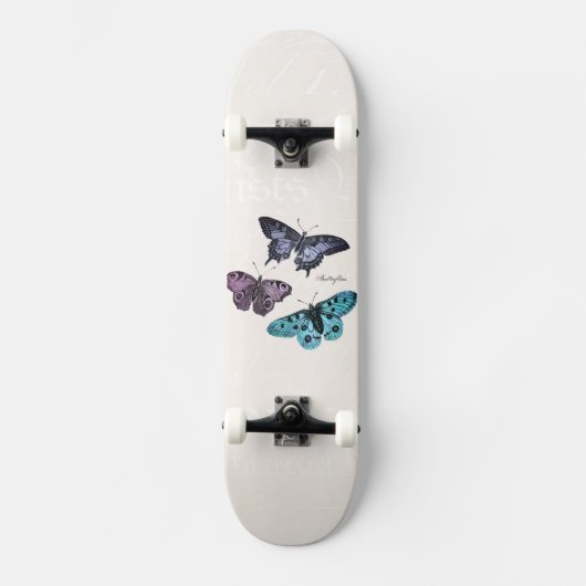  Blauwgroen blauwe Paarse roze vlindertekening Skateboard (Voorkant)