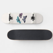  Blauwgroen blauwe Paarse roze vlindertekening Skateboard (Horizontaal)