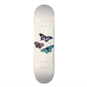 Blauwgroen blauwe Paarse roze vlindertekening Skateboard