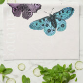  Blauwgroen blauwe Paarse roze vlindertekening Theedoek (Gevouwen)