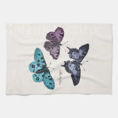  Blauwgroen blauwe Paarse roze vlindertekening Theedoek (Horizontaal)