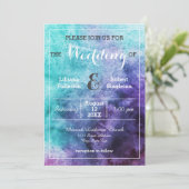 Blauwgroen Blauwe Paarse Waterverf - Weddenschap Kaart (Staand voorkant)