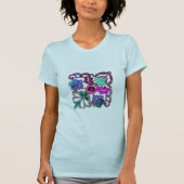 BLAUWGROEN BLAUWE PAARSE WIT-LACE-STROMEN EN GEMST T-SHIRT (Voorkant)
