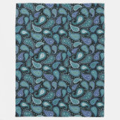 Blauwgroen blauwe paisley Floral Pattern Blanket Fleece Deken (Voorkant)