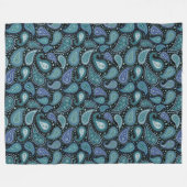 Blauwgroen blauwe paisley Floral Pattern Blanket Fleece Deken (Voorkant (Horizontaal))