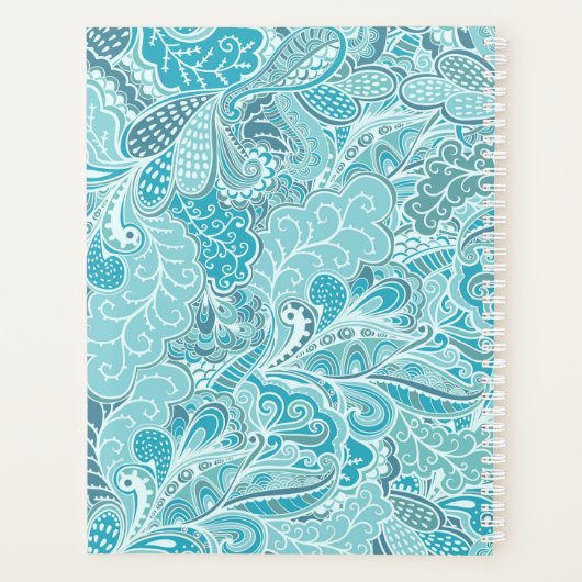 Blauwgroen blauwe paisley planner (Achterkant)