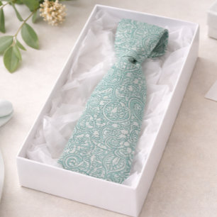 Blauwgroen blauwe paisley stropdas