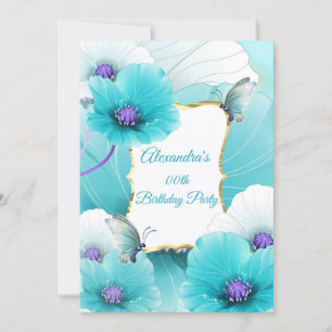 Blauwgroen blauwe papaver Birthday Party Save The Date