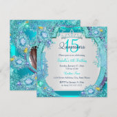 Blauwgroen blauwe Pareltjes Quinceanera Birthday F Kaart (Voorkant / Achterkant)