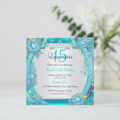 Blauwgroen blauwe Pareltjes Quinceanera Birthday F Kaart (Staand voorkant)