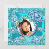 Blauwgroen blauwe Pareltjes Quinceanera Birthday F Kaart (Achterkant)