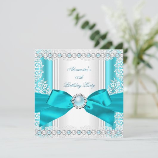  Blauwgroen blauwe parelwitte feestdag Kaart (Staand voorkant)