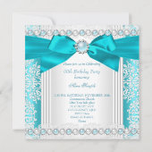 Blauwgroen blauwe parelwitte feestdag Kaart (Achterkant)