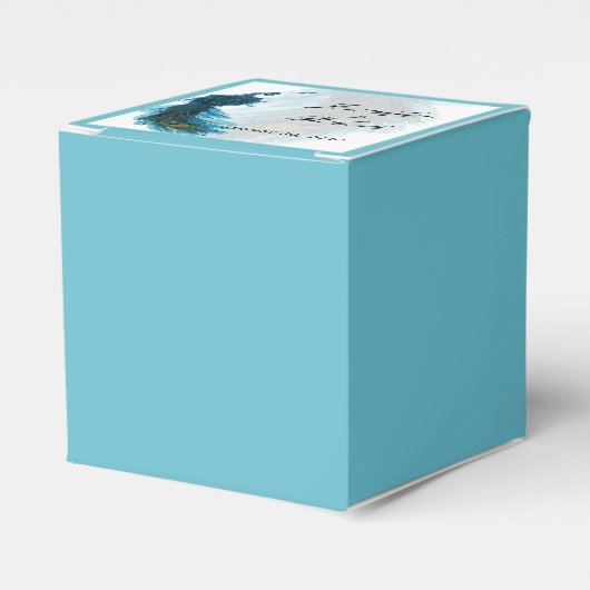 Blauwgroen Blauwe Peacock Pluim Bruiloft Favor Box Bedankdoosjes (Voorkant Zijde)