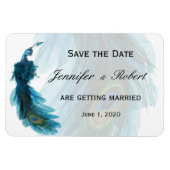 Blauwgroen Blauwe Peacock Pluim Trouwmagneet Magneet (Horizontaal)