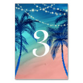 Blauwgroen Blauwe & Perzik Palm Tree Tafelnummers (Achterkant)