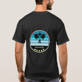 Blauwgroen blauwe pickleball paddle t-shirt (Achterkant)