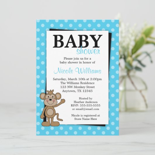 Blauwgroen blauwe polaire dot aap babyschoeisel Ui Kaart (Staand voorkant)