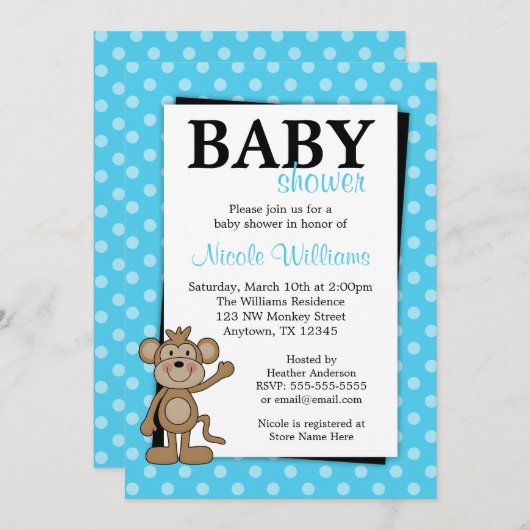 Blauwgroen blauwe polaire dot aap babyschoeisel Ui Kaart (Voorkant / Achterkant)