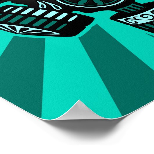 Blauwgroen blauwe postapocalyptische suikerschedel poster (Hoek)