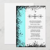 Blauwgroen Blauwe Quinceanera Uitnodigingen (Voorkant / Achterkant)