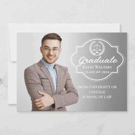 Blauwgroen Blauwe Rechtsschool GraduPartij Foto Kaart (Voorkant)