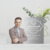Blauwgroen Blauwe Rechtsschool GraduPartij Foto Kaart (Staand voorkant)