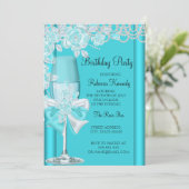 Blauwgroen blauwe Roos Champagne 2 Kaart (Staand voorkant)