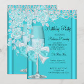 Blauwgroen blauwe Roos Champagne 2 Kaart (Voorkant / Achterkant)