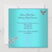 Blauwgroen blauwe roze Cherry Blossom Birthday Par Kaart (Achterkant)