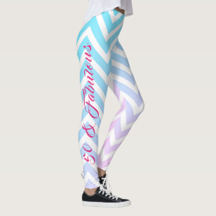 Blauwgroen blauwe roze Chevron Girly Chic 50th Bir Leggings