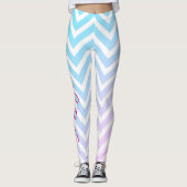 Blauwgroen blauwe roze Chevron Girly Chic 50th Bir Leggings (Voorkant)