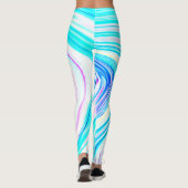Blauwgroen blauwe roze golven Abstracte moderne ku Leggings (Achterkant)