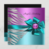 Blauwgroen blauwe roze zilverkleurige Zebra van af Kaart (Voorkant / Achterkant)