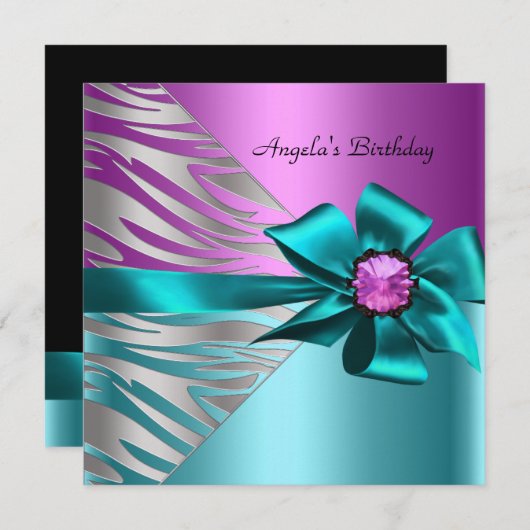 Blauwgroen blauwe roze zilverkleurige Zebra van af Kaart (Voorkant / Achterkant)