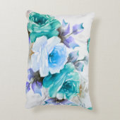 Blauwgroen & Blauwe Rozen Accent Pillow Kussen (Achterkant (Verticaal))