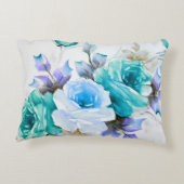 Blauwgroen & Blauwe Rozen Accent Pillow Kussen (Achterkant)
