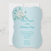 Blauwgroen Blauwe Rozen Birthday Party Uitnodiging (Achterkant)