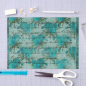 Blauwgroen Blauwe Rozen en Manuscript Tissuepapier (Craft)
