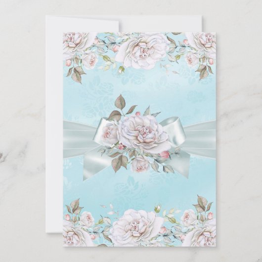 Blauwgroen Blauwe Rozen Roze Birthday Party Kaart (Achterkant)