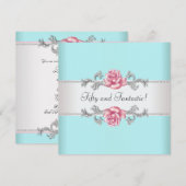 Blauwgroen Blauwe Rozen Vrouwen 50ste Verjaardagsf Kaart (Voorkant / Achterkant)