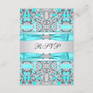 Blauwgroen blauwe RSVP-reactiekaart RSVP Kaartje