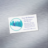 Blauwgroen blauwe sneeuwskki Logo Visitekaartje Magneet (Voorbeeld)