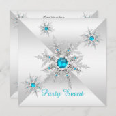 Blauwgroen Blauwe Snowflakes Winter Wonderland Par Kaart (Voorkant / Achterkant)