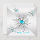 Blauwgroen Blauwe Snowflakes Winter Wonderland Par Kaart (Voorkant)