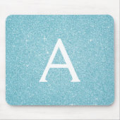 Blauwgroen blauwe sparkle Glitter monogram naam Mo Muismat (Voorkant)