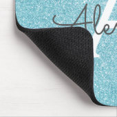 Blauwgroen blauwe sparkle Glitter monogram naam Mo Muismat (Hoek)