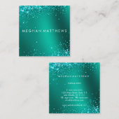 Blauwgroen Blauwe  Sparkles Beauty Makeup Artist Vierkante Visitekaartje (Voorkant / Achterkant)