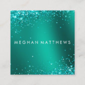 Blauwgroen Blauwe  Sparkles Beauty Makeup Artist Vierkante Visitekaartje (Voorkant)